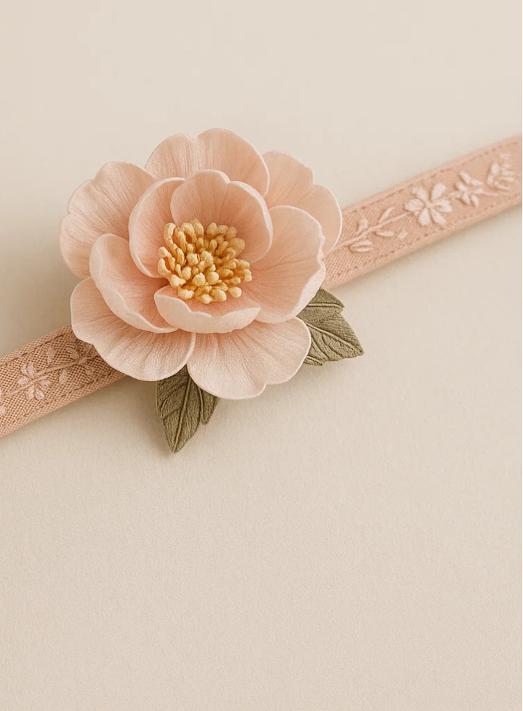 Vintage-Blumen-Haarband für Babys mit gestickten Blütenblättern