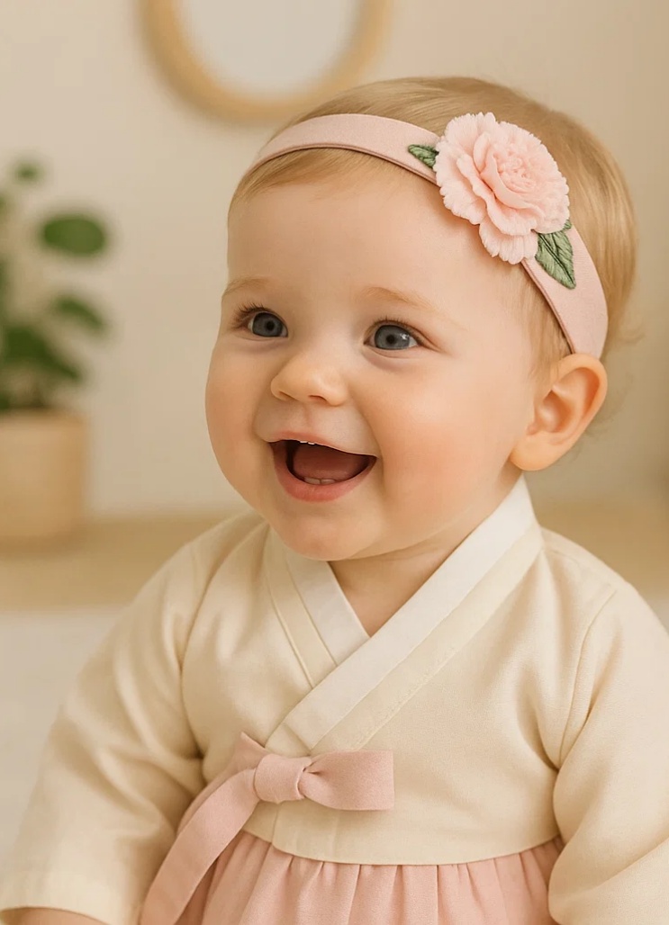 Faixa de cabeça para bebê floral vintage com pétalas bordadas