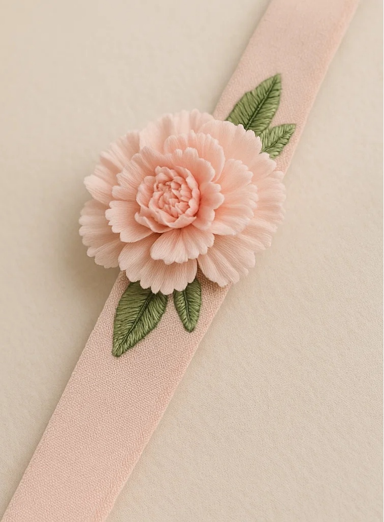Faixa de cabeça para bebê floral vintage com pétalas bordadas