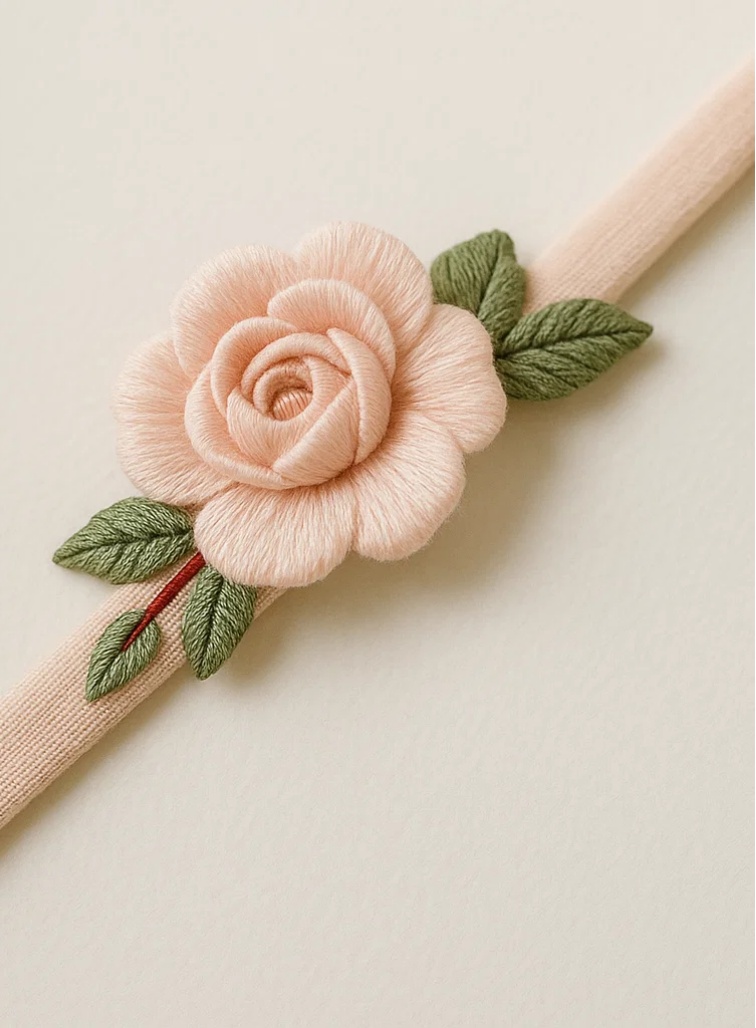 Faixa de cabeça para bebê com embellishments florais feitos à mão