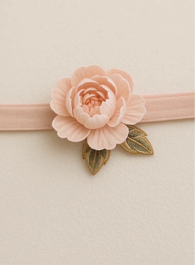 Diadema para bebé con adornos florales hechos a mano