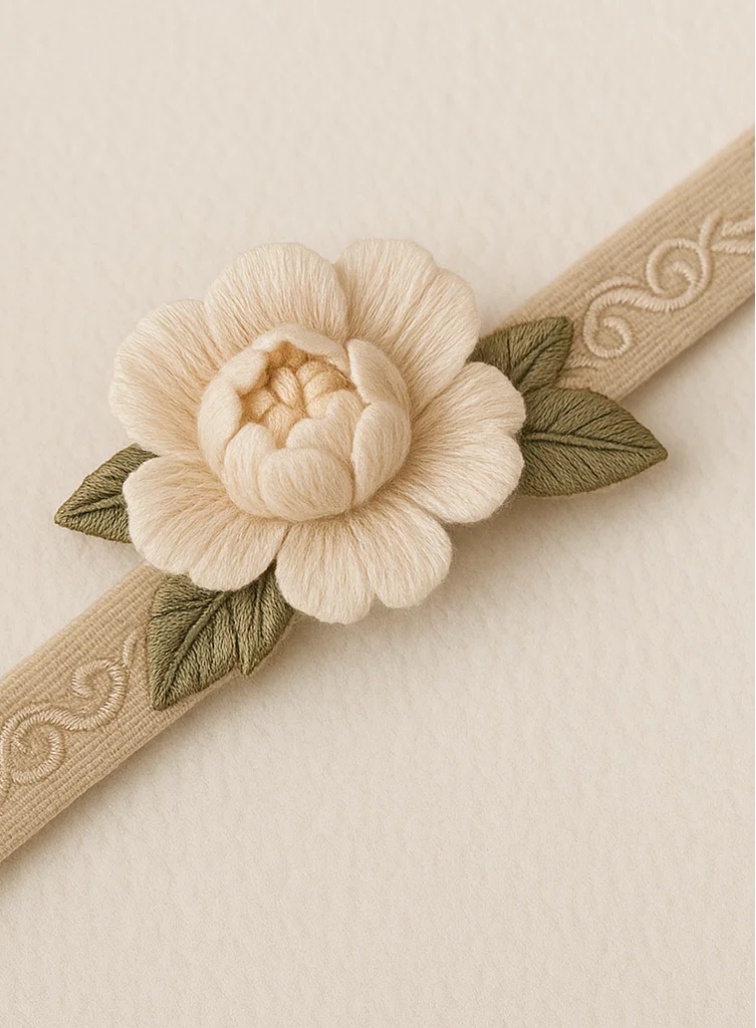 Faixa de cabelo de pelúcia feita à mão com flor removível para meninas