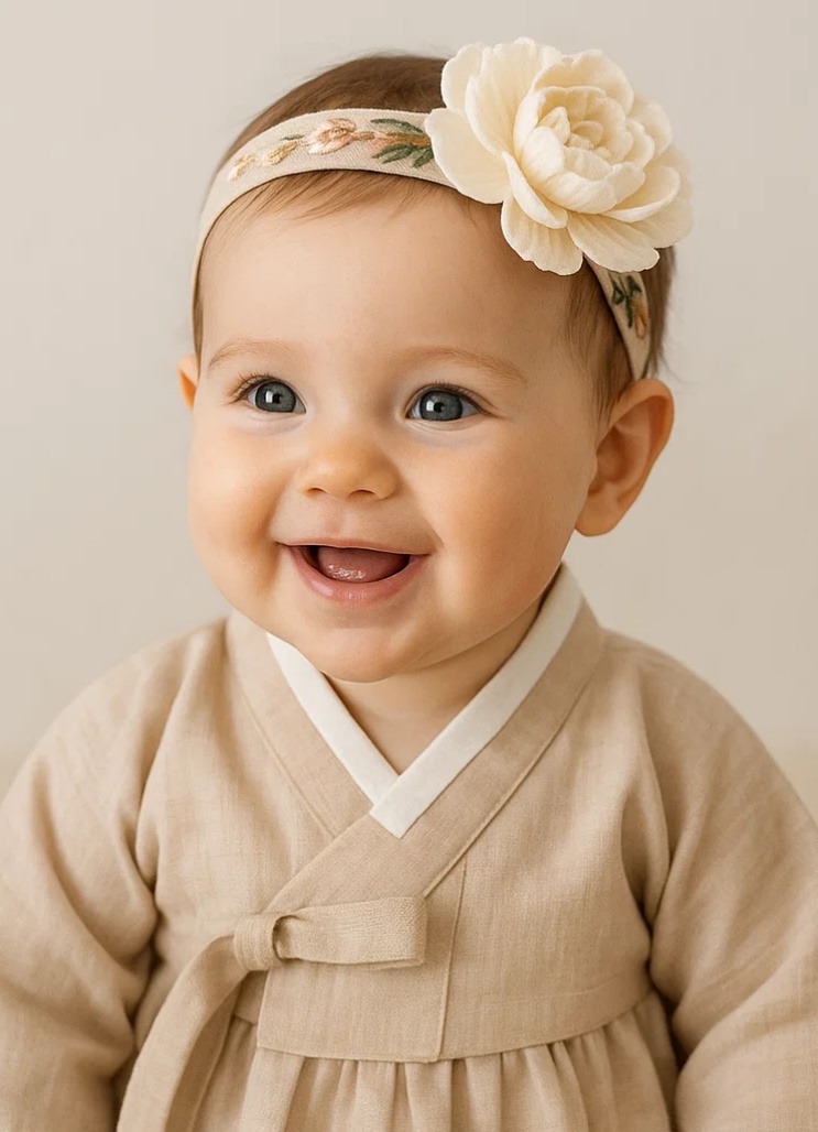 Bandeau en peluche fait main avec fleur amovible pour filles