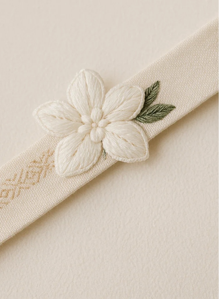 Tiara Elegante para Bebê com Flor Creme – Acessório de Cabelo Elástico Suave para Recém-Nascido