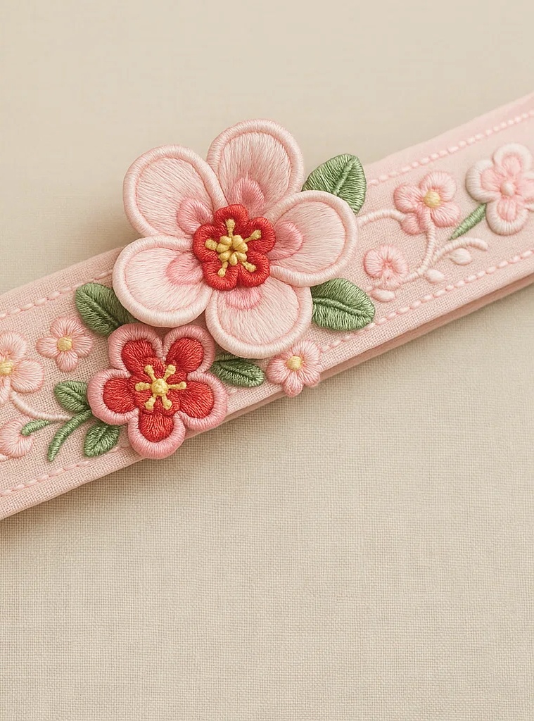 Chinese Style Embroidered Pink Flower Baby Headband, Handmade Infant Girls Floral Hairband