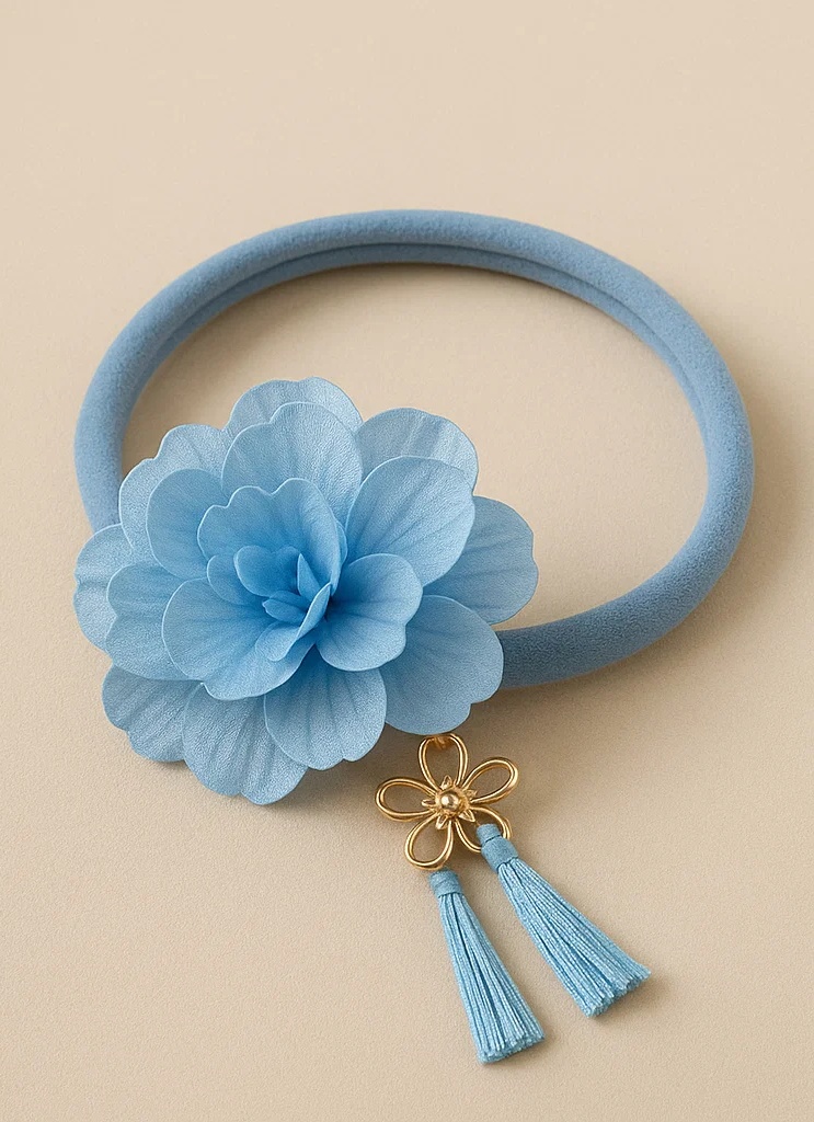 刺繍入りの花と葉のアクセント付きベビーヘッドバンド