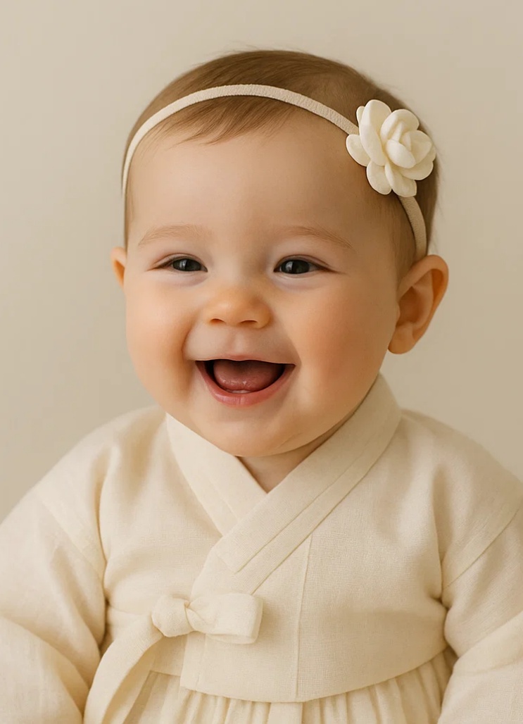 Embroidered White Floral Baby Headband – Soft Elastic Newborn Hair Accessory