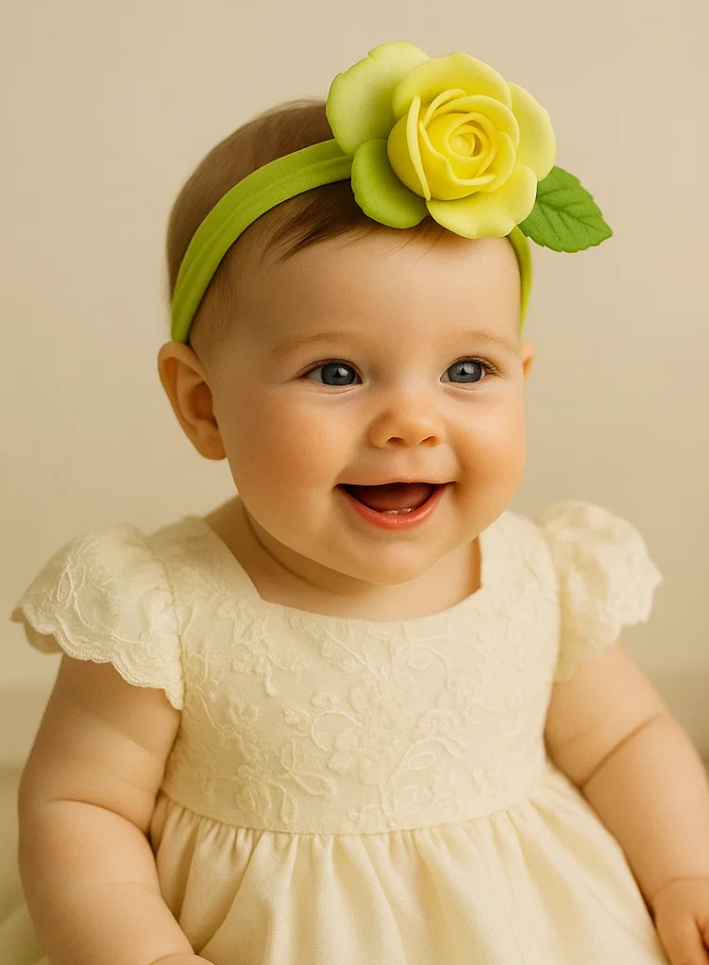 Sunny Yellow Rose Baby Headband – Soft Floral Felt Hairband for Baby Girls