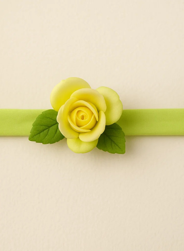 Sunny Yellow Rose Baby Headband – Soft Floral Felt Hairband for Baby Girls