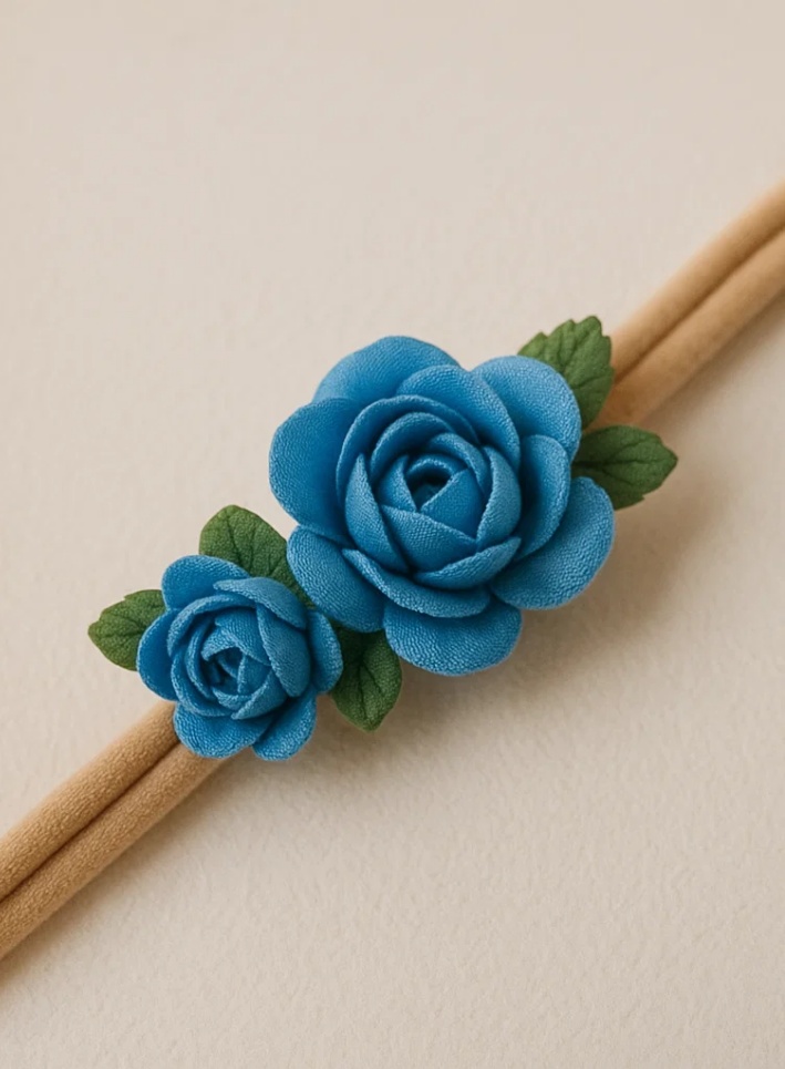 Cinta para bebé bordada a mano con rosas, elegante cinta floral rosa para infantes