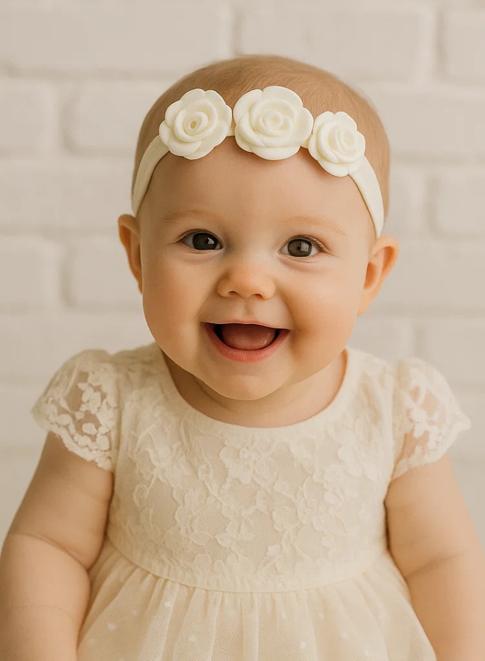 Floral Baby Headband with Handcrafted Rose Design