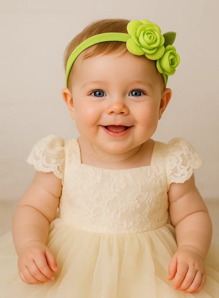 Handgemachtes Baby-Stirnband mit Rosenstickerei, elegantes rosa Blumenstirnband für Babys