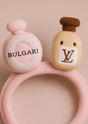 Bandă pentru bebeluși din pluș cu design de sticlă de parfum BVLGARI și Louis Vuitton pentru copii mici