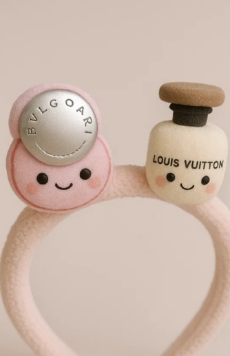 Diadema de peluche para bebé con diseño de botella de perfume BVLGARI y Louis Vuitton para niños pequeños