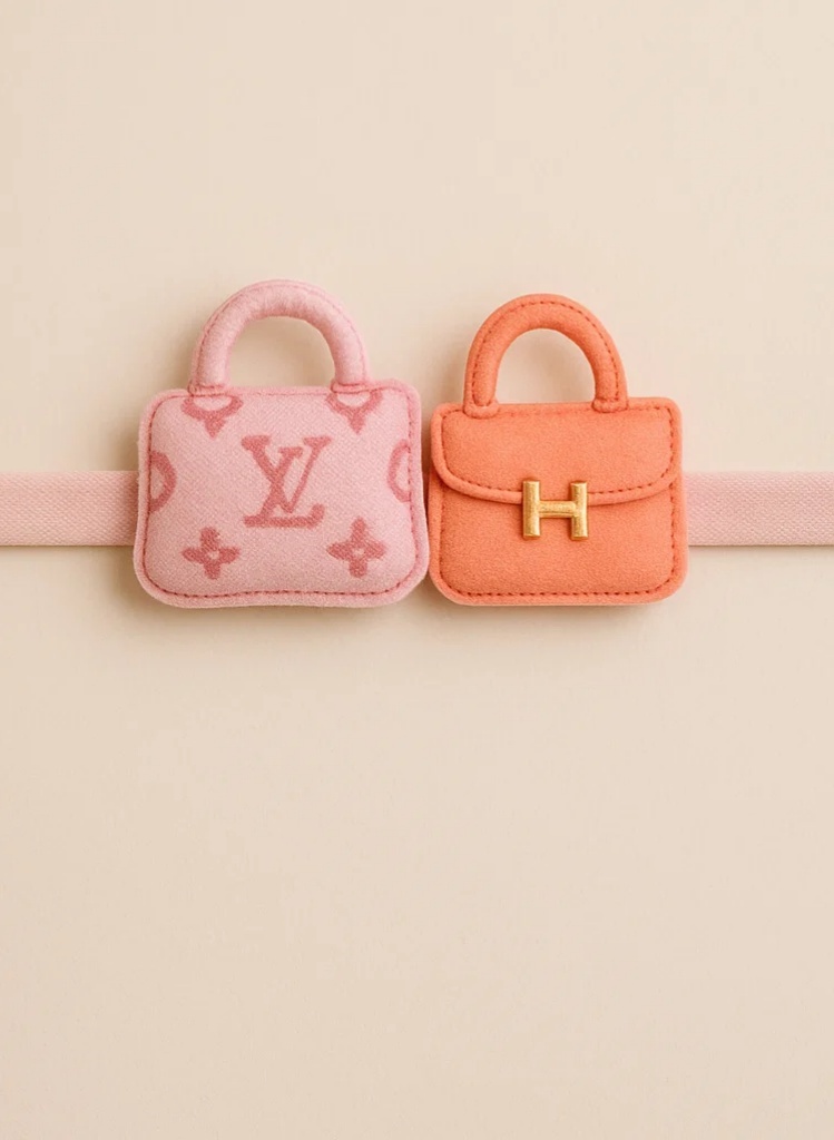 Cute Baby Headband with LV & Hermes Handbag Design (Pink)