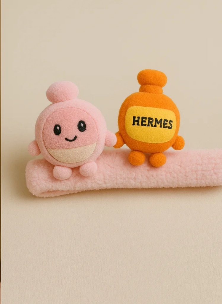 Diadema de peluche para bebé con diseño de botella de perfume Bvlgari y oso para niños pequeños