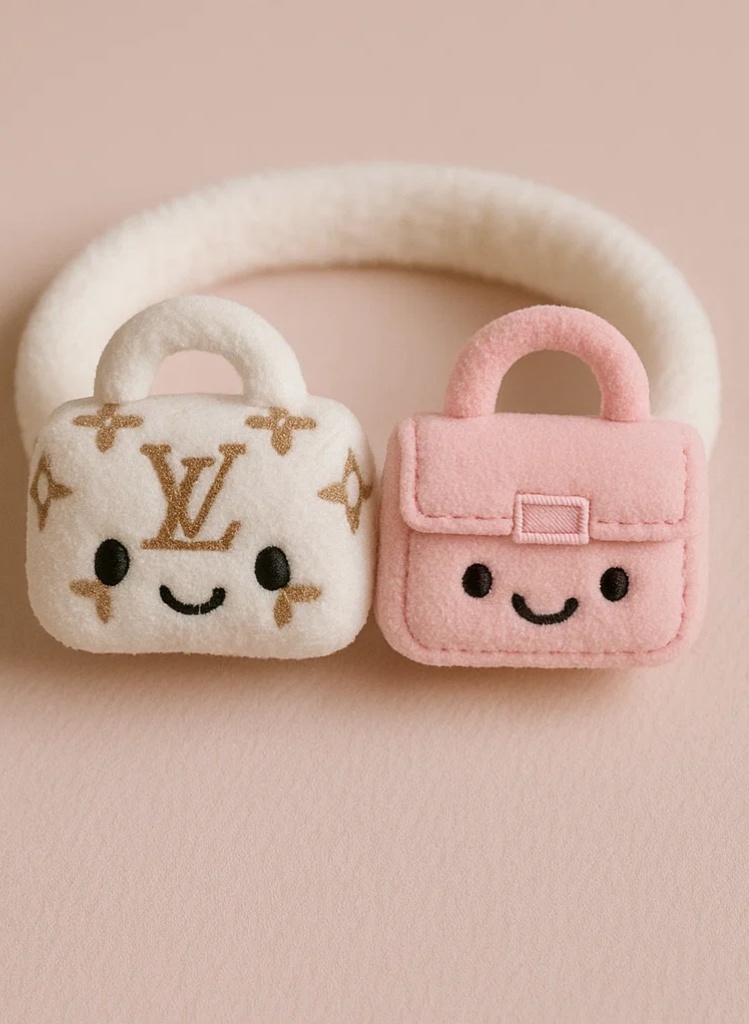 Banda para bebé de peluche con logo LV y bolso rosa - Ultra suave y sonriente