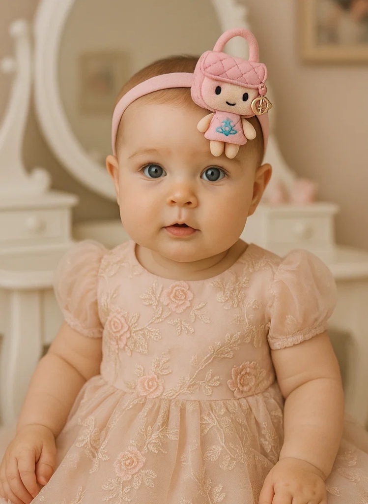Bandă de cap pentru bebeluși Pink Princess Dior – Design cu coroană
