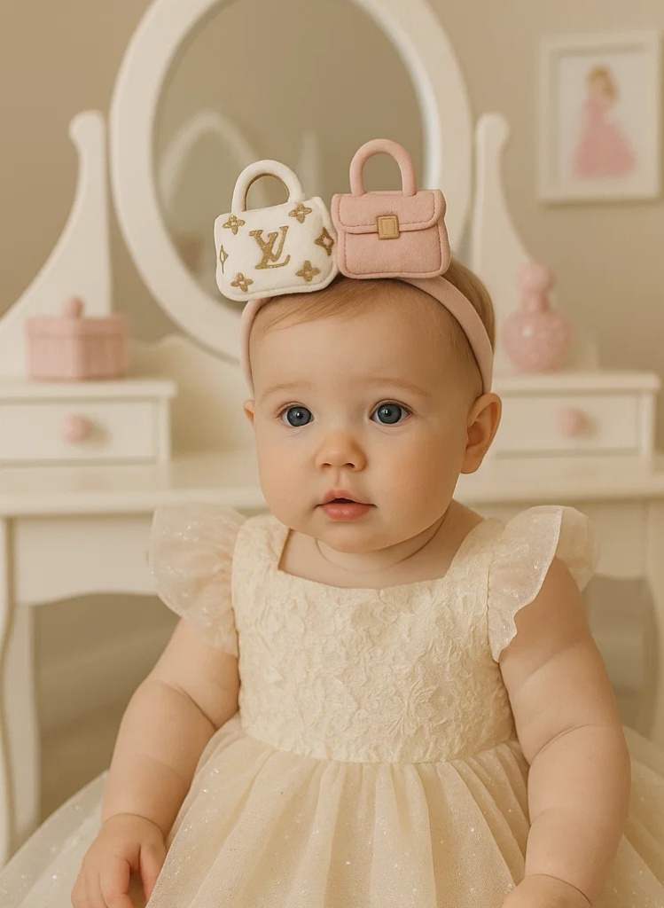 Cute Plush Baby Headbands with Detachable Bags and Bow Design - Soft and Comfortable Hair Accessories for Infants