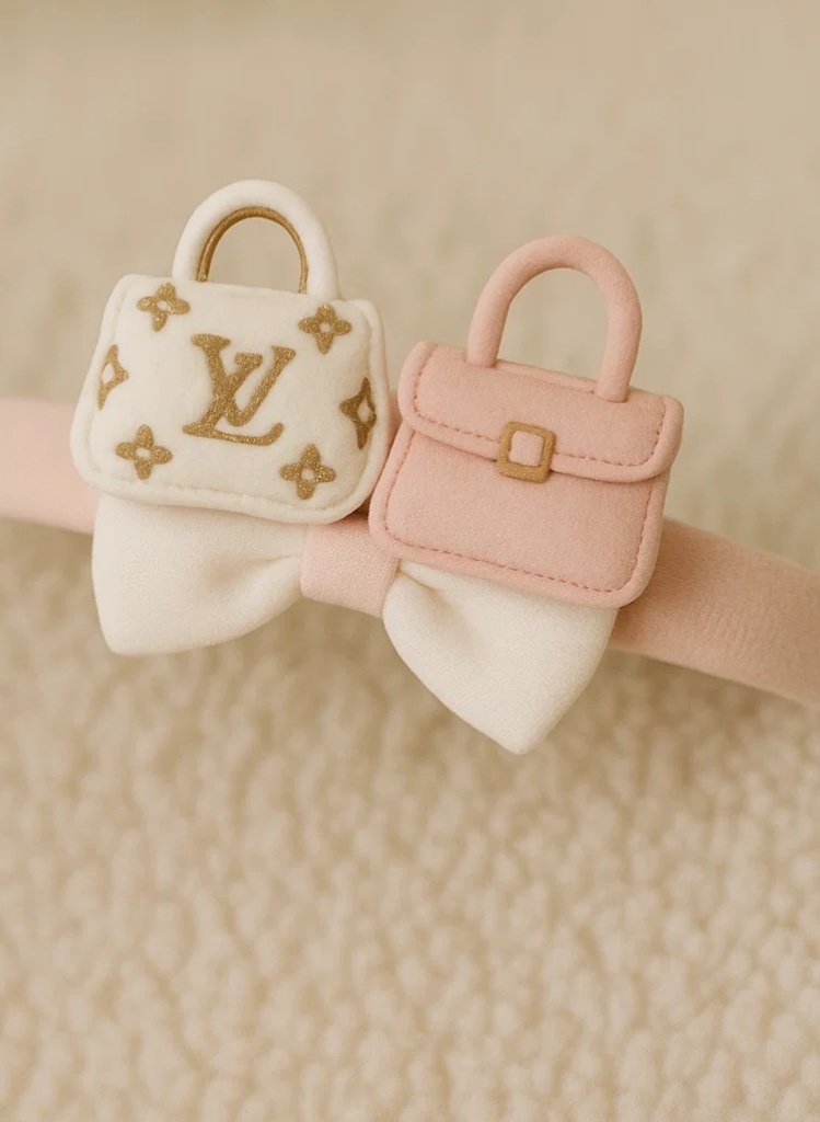 Cute Plush Baby Headbands with Detachable Bags and Bow Design - Soft and Comfortable Hair Accessories for Infants