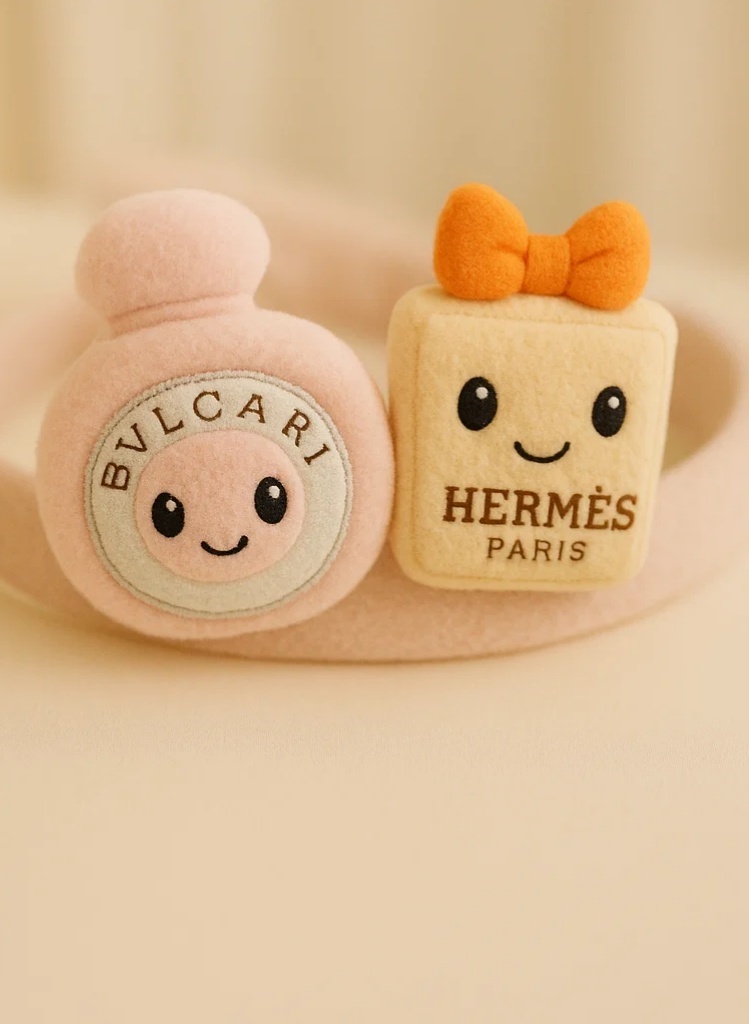 Cute Baby Headband with BVLGARI Perfume Bottle & Hermes Box Design (Pink)