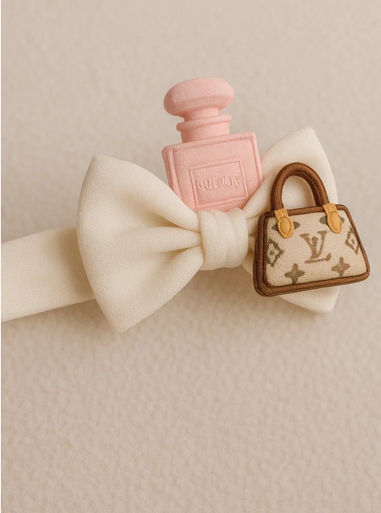 Baby Girl Soft Headband with Bow, Perfume Bottle and Handbag Plush Design