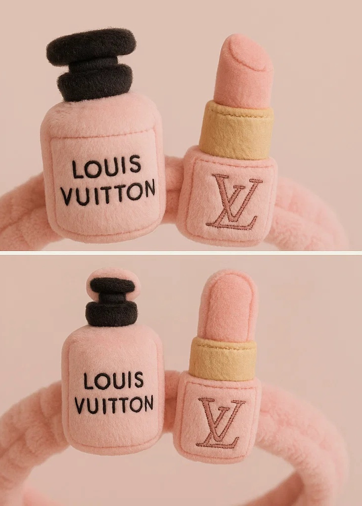 Bentiță pentru fetițe cu parfum Louis Vuitton și ruj din pluș