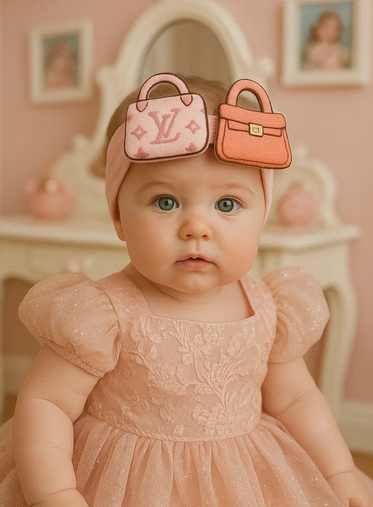 Baby Girl Headband with Plush LV and Handbag Design