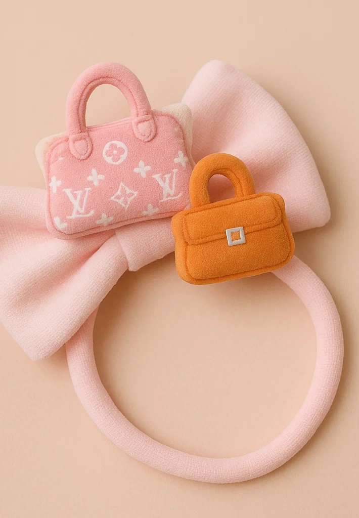 Baby Girl Headband with Plush LV and Handbag Design