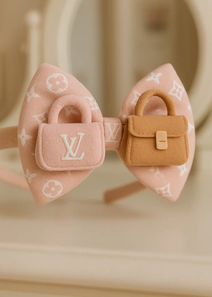 Baby Girl Headband with Plush LV and Handbag Design