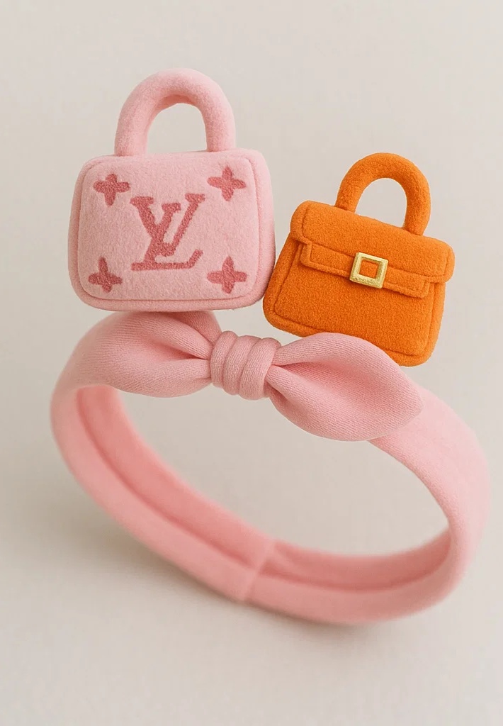 Cute Baby Headband with Plush Handbag Designs (Pink & Orange)