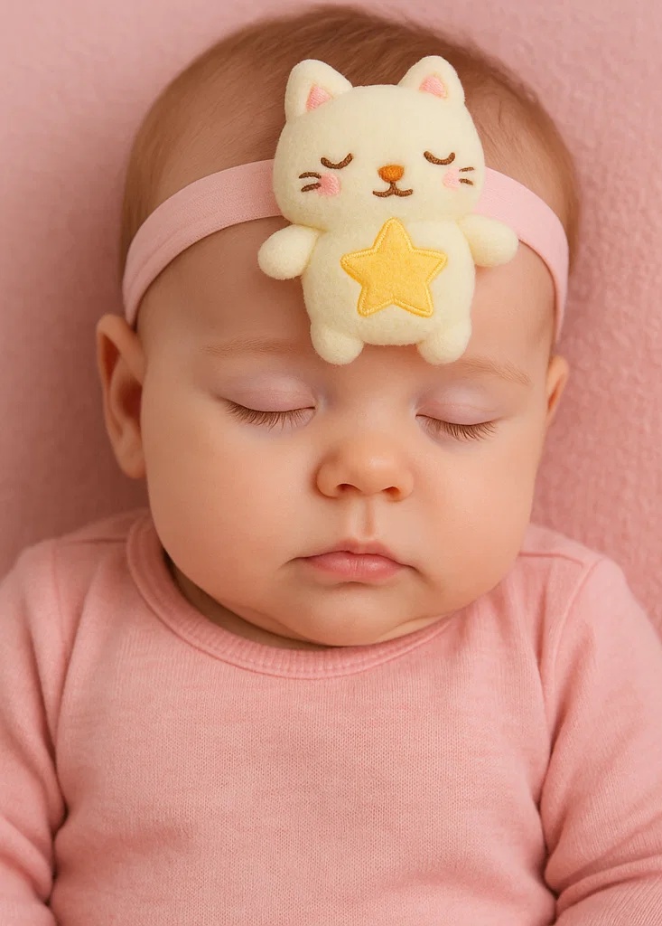 Star Cat Plush Baby Headband – Soft Newborn Photo Prop