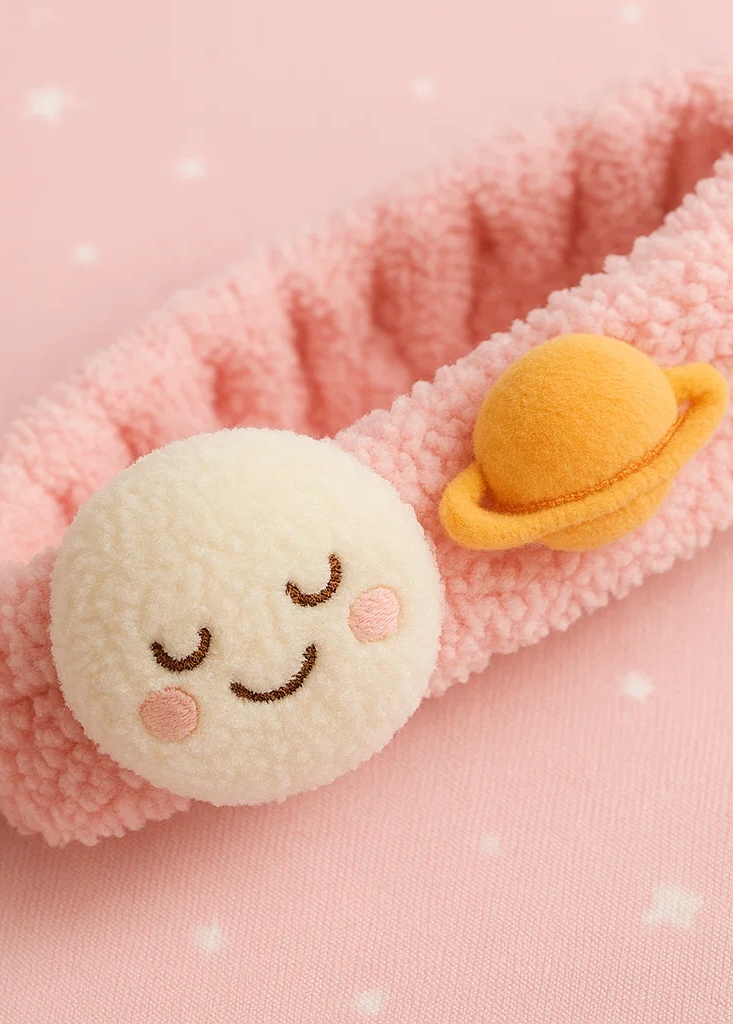 Moon and Saturn Plush Baby Headband – Soft Newborn Photo Prop