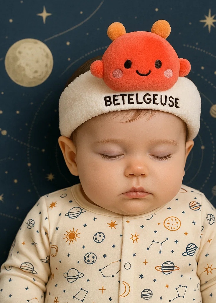 Bentiță pentru bebeluși din pluș cu steaua Betelgeuse