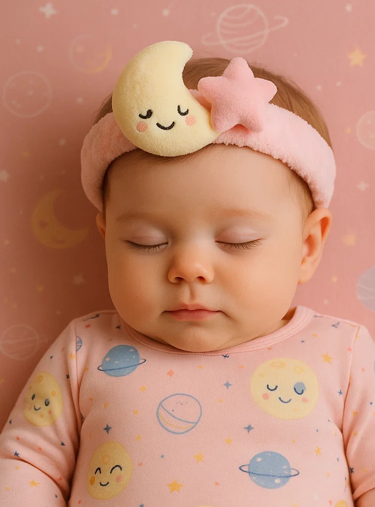 Moon and Star Plush Baby Headband – Soft Infant Headwear for Newborn Photography