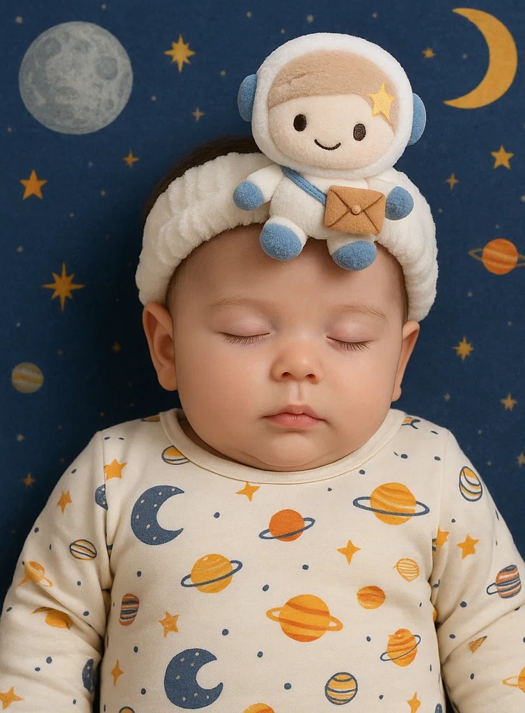 Planet Explorer Plush Baby Headband – Soft and Cute Space-Themed Headwear for Newborn Photography