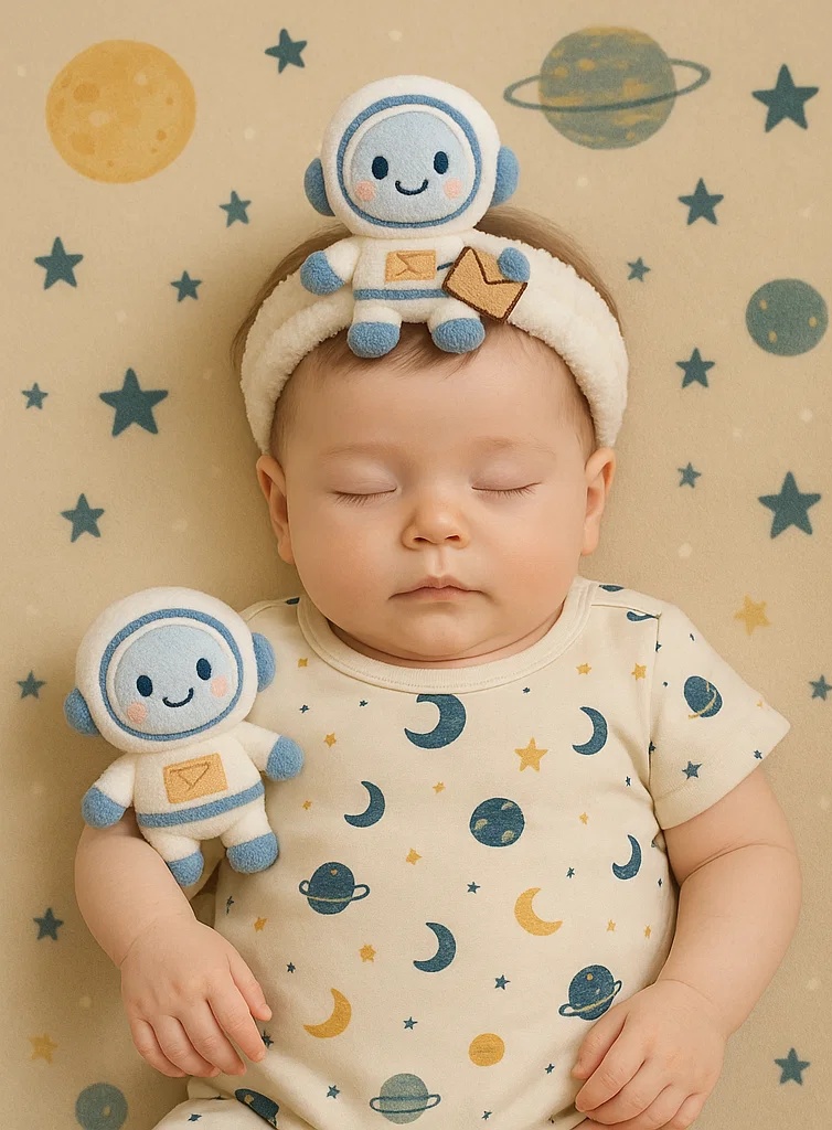 Space Astronaut Plush Baby Headband – Soft and Cute Headwear for Newborn Photography