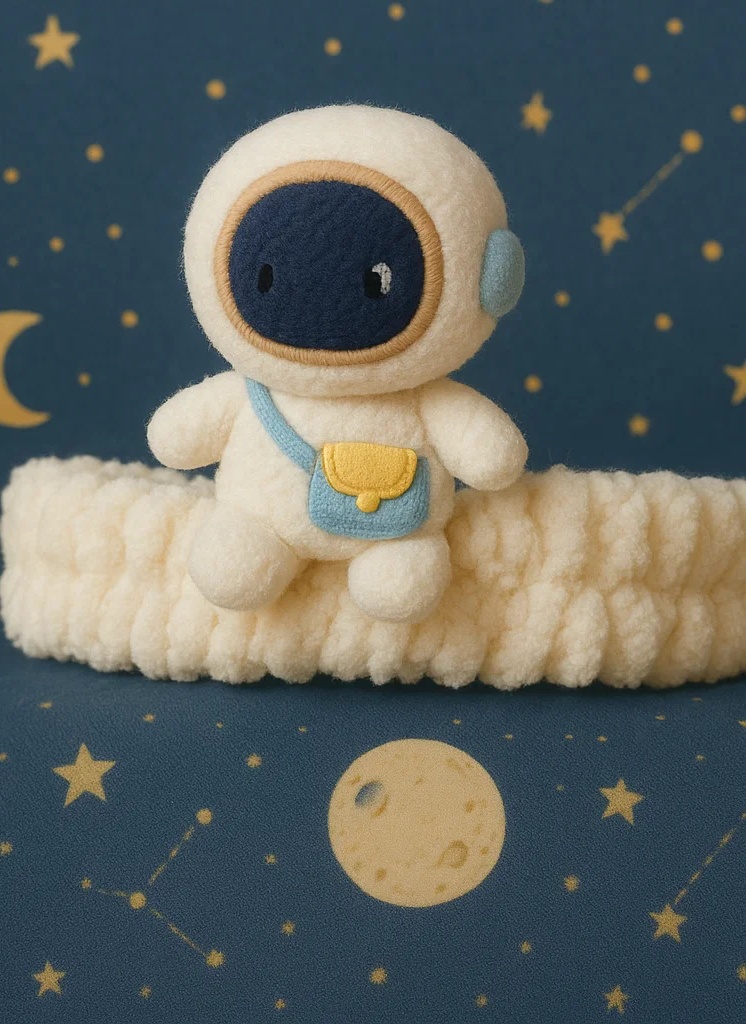 Diadema para bebé astronauta de peluche – Accesorio suave y lindo para fotografía de recién nacidos