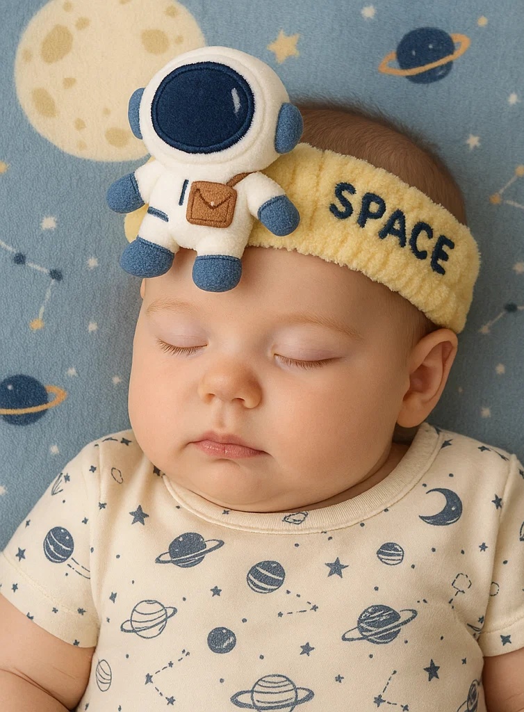Space Astronauten Plüsch Baby Stirnband – Weiche und süße Kopfbedeckung für Neugeborenenfotografie