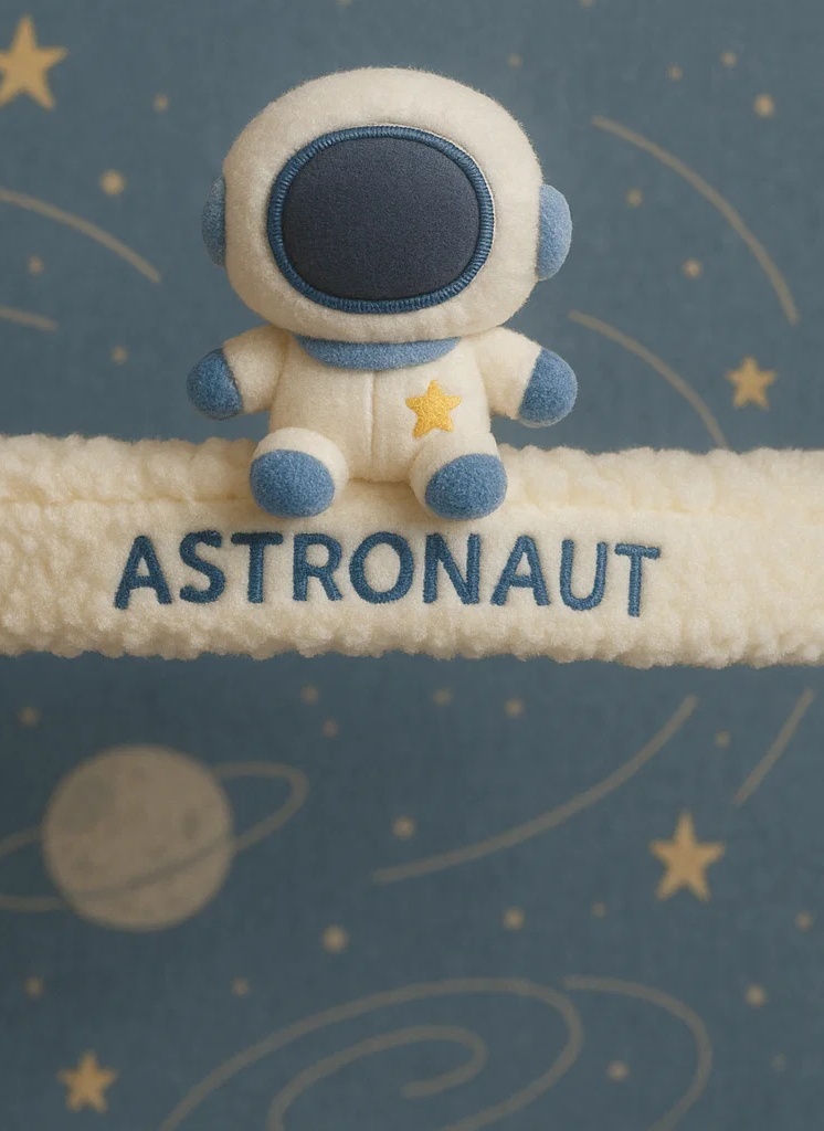 Bentiță pentru bebeluși astronaut din pluș – Accesoriu moale și drăguț pentru fotografie de nou-născuți