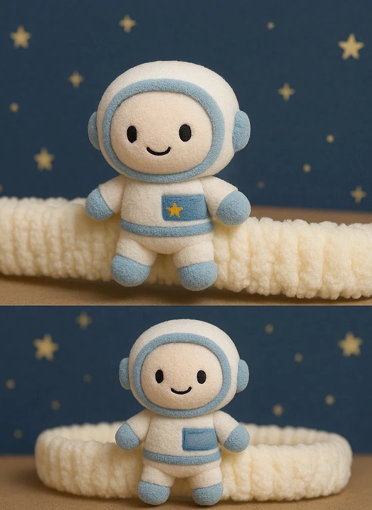 Měkká a roztomilá čelenka pro miminka s astronautem – Ideální pro novorozeneckou fotografii