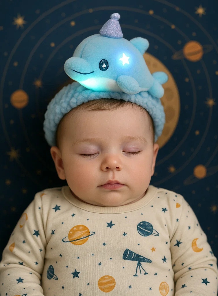 Dolphin Plush Baby Headband – Soft and Cute Headwear with Light Features for Newborn Photography