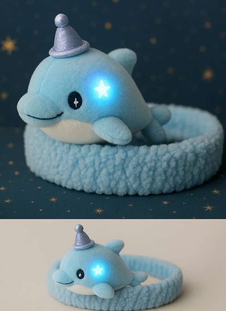 Dolphin Plush Baby Headband – Soft and Cute Headwear with Light Features for Newborn Photography