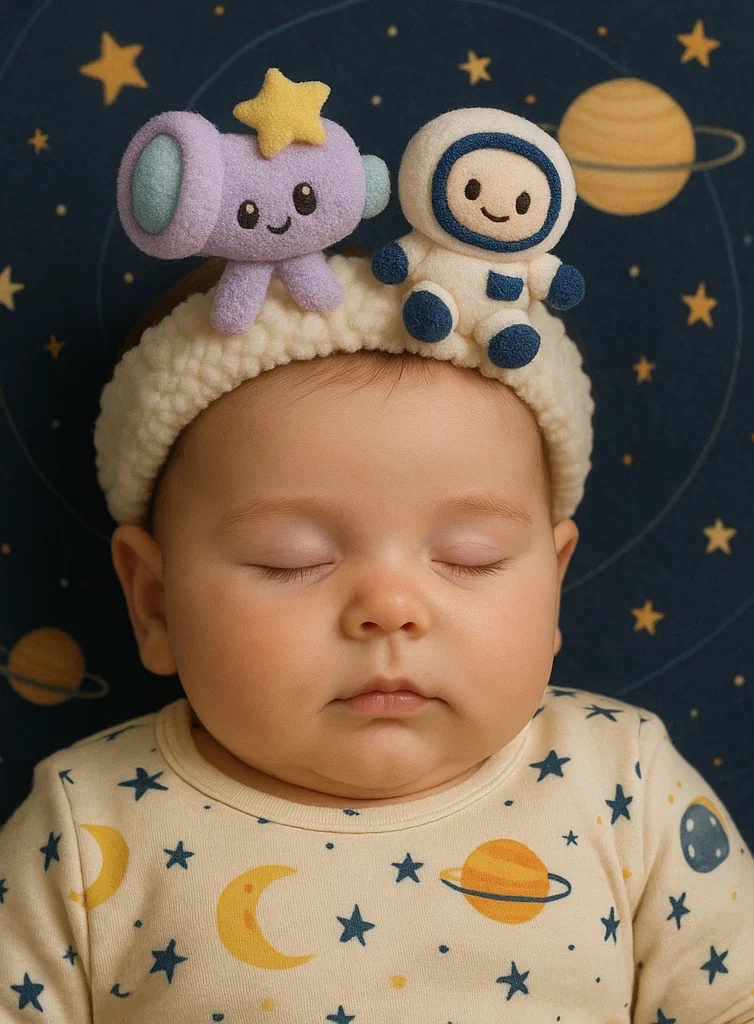 Bandeau pour bébé astronaute et télescope