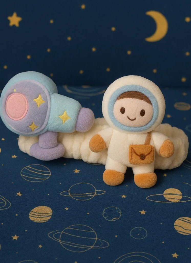 Beebi astronaut ja teleskoop peapael