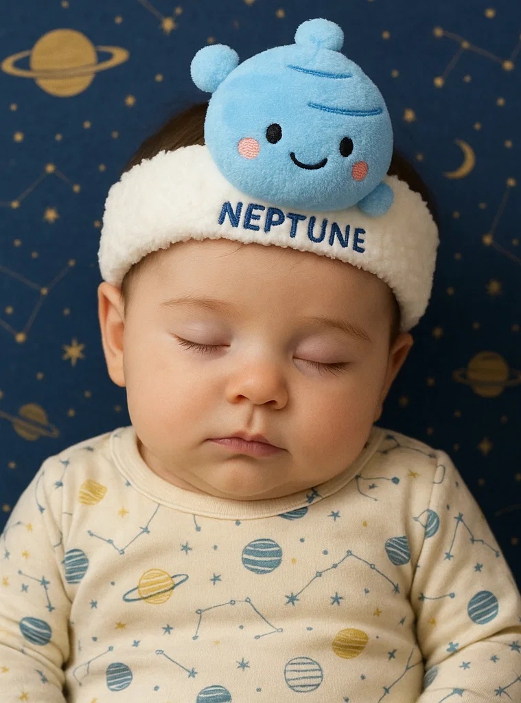 Neptune Plush Baby Headband – Soft Cartoon Planet Infant Headwear for Photoshoots