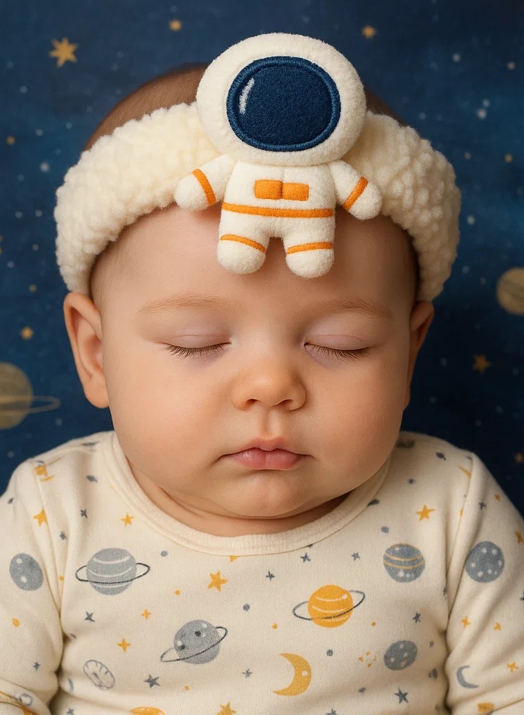 宇宙飛行士プラッシュベビーヘアバンド – 新生児写真撮影用のかわいくて柔らかいベビーヘッドウェア