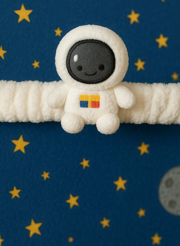 Bentiță de Pluș Astronaut pentru Bebeluși – Accesoriu drăguț și moale pentru fotografie de nou-născuți