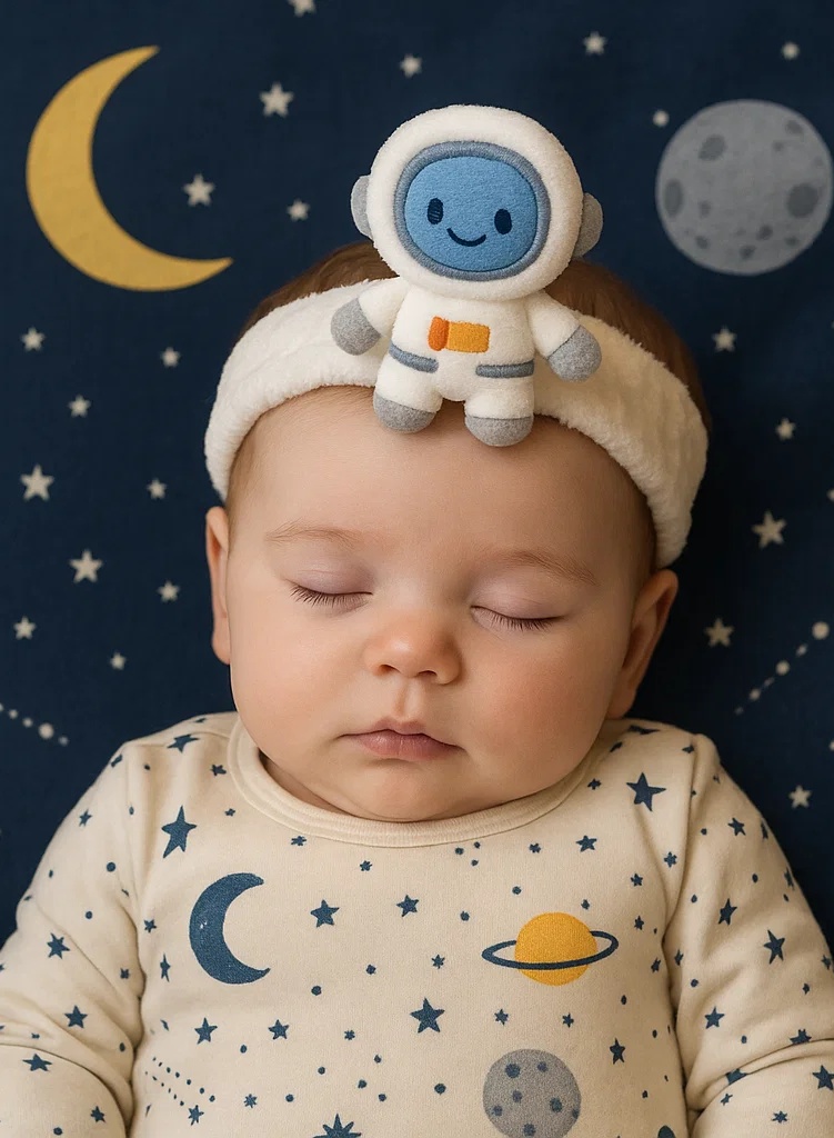 Space Astronaut Plush Baby Headband – Cute and Soft Baby Headwear for Newborn Photography