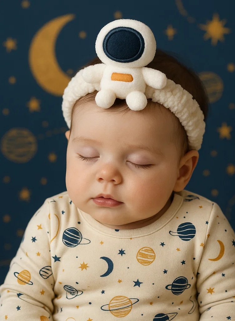 Astronaut-Plüsch-Baby-Stirnband – Niedliches und weiches Baby-Kopfband für Neugeborenen-Fotografie